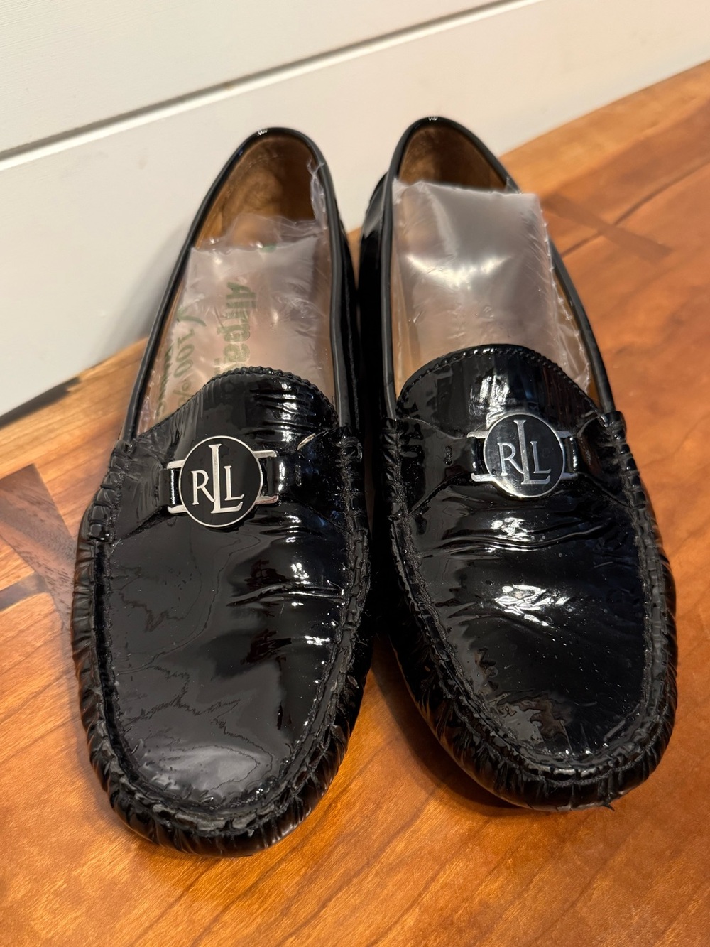 Ralph Lauren "Carley" Black Patent Leather Driving Loafers / Moccasins